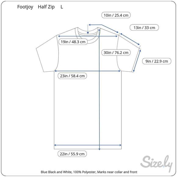 Footjoy Dryjoys Half Zip Blue and Black Short Sleeve Golf Shirt Men’s L Read - Picture 10 of 10